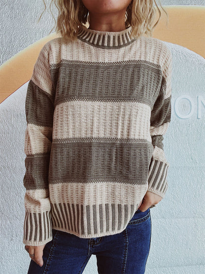 Kirsten | Damen Winter Gestreifter Strickpullover