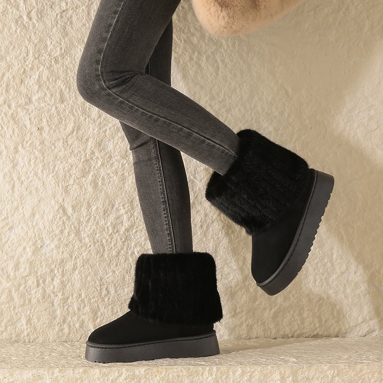 Frieda | Damen Winter Stiefel mit Kunstpelz Bündchen