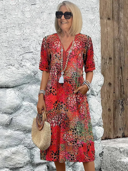 Annika | Damen Sommer Boho Kleid mit Taschen