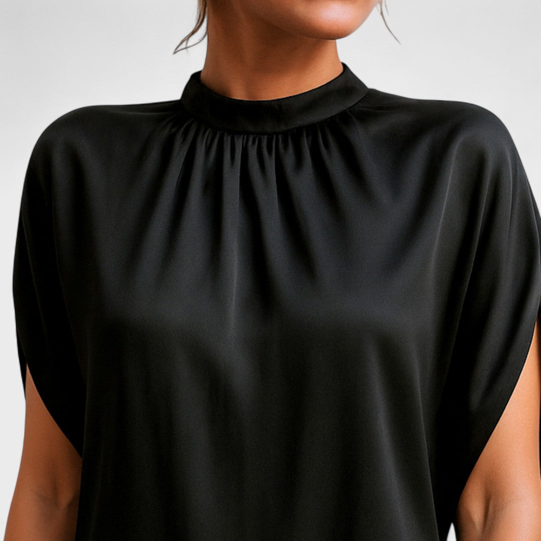 Theresa | Damen Lockeres Minikleid mit Hohem Kragen