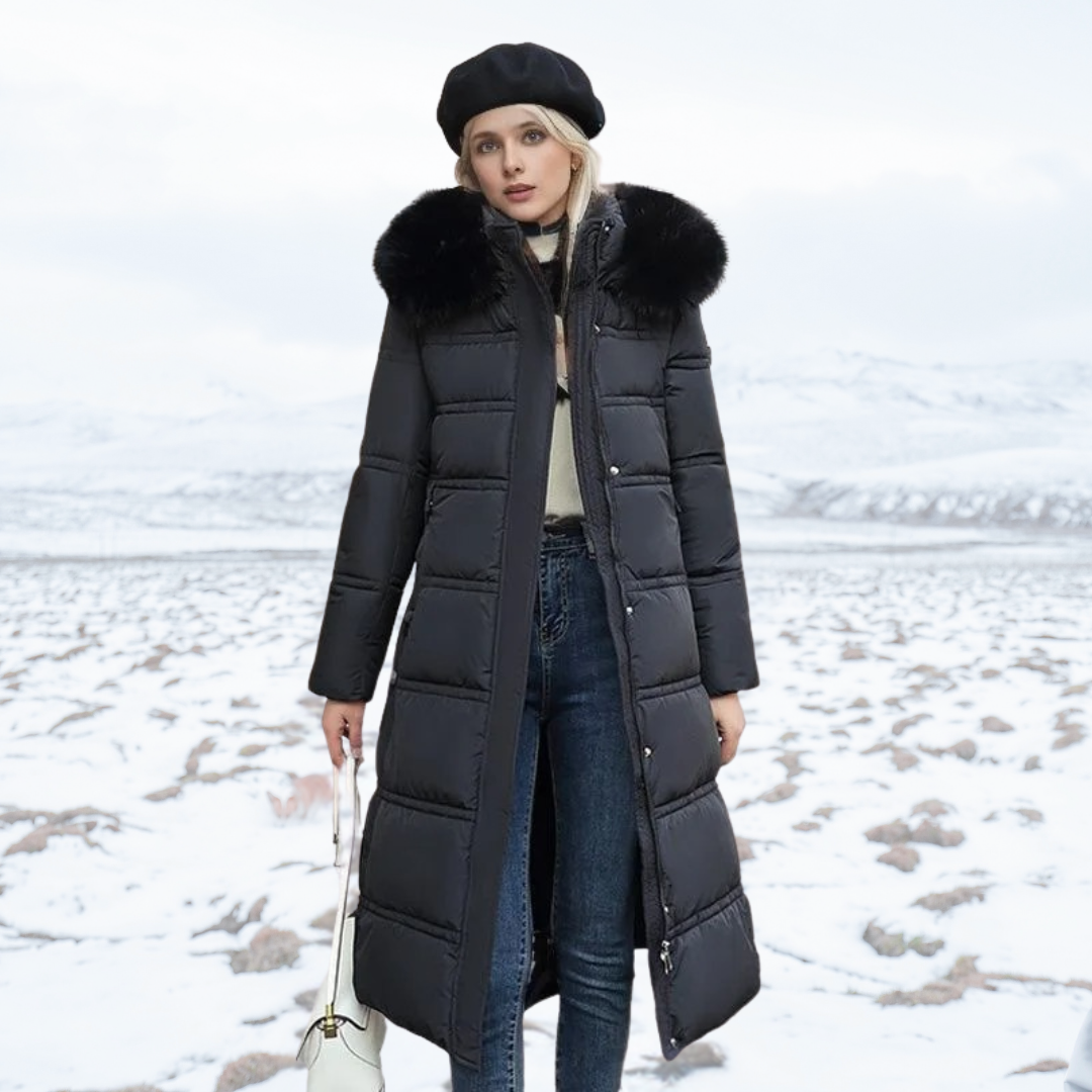 Doris | Damen Warmer Winter-Puffer-Mantel mit Gürtel