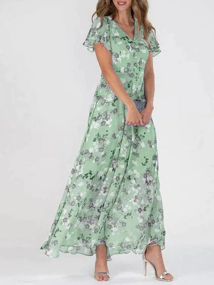Britta | Damen Sommer Maxi Kleid mit Blumenmuster