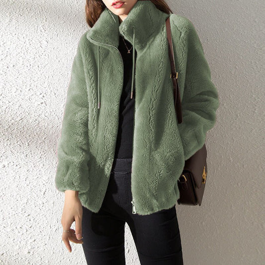 Sabina | Damen Gemütliche Winterjacke aus Kunstfell