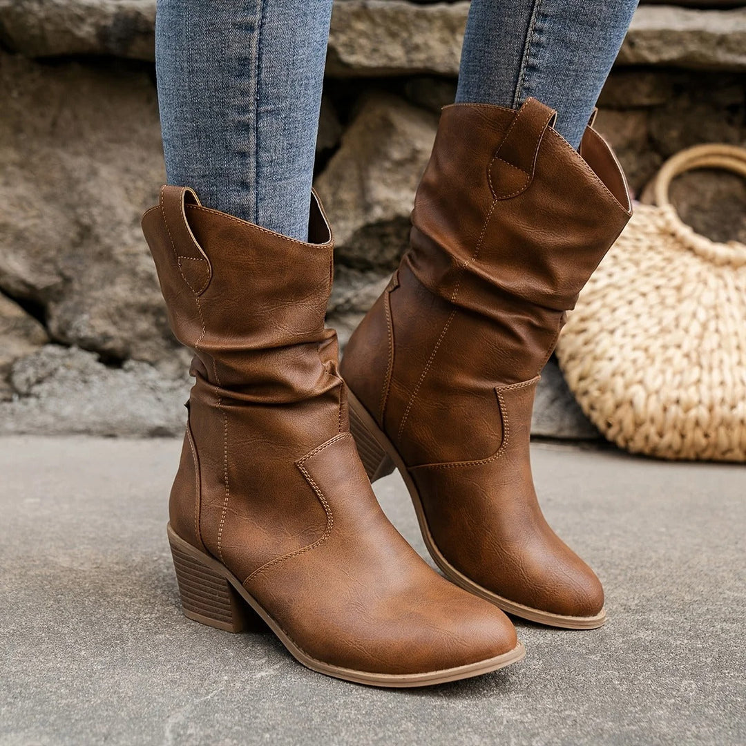 Maja | Damen Winter Slouchy Stiefel mit Absatz