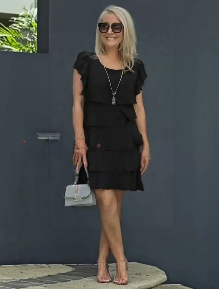 Carolin | Damen Lässiges Partykleid mit Lagen und Rüschen