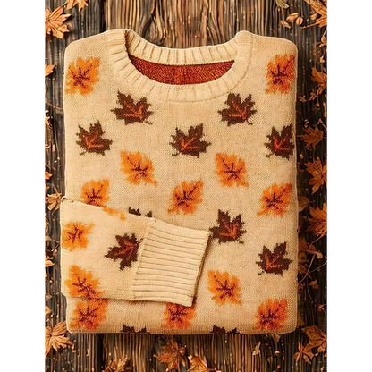Susanne | Damen Winter Pullover mit Blätter-Muster
