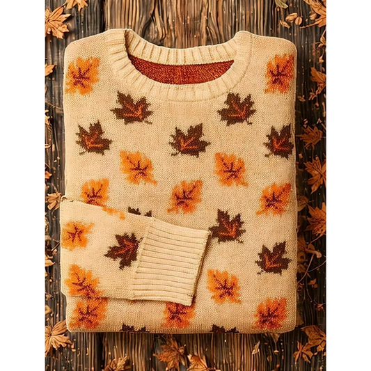 Susanne | Damen Winter Pullover mit Blätter-Muster