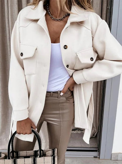Lydia | Damen Winter Button-Up Shirtjacke