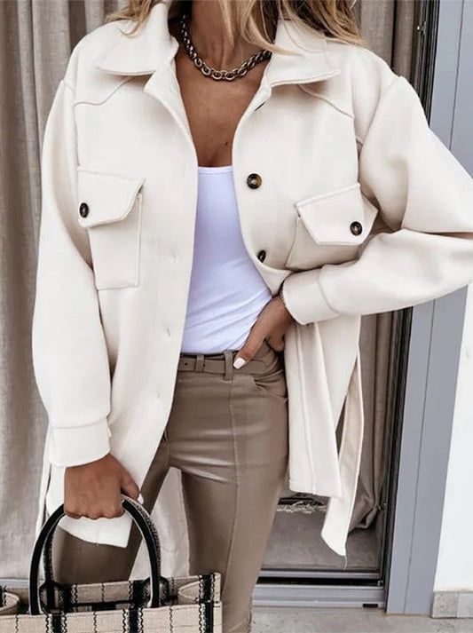 Lydia | Damen Winter Button-Up Shirtjacke