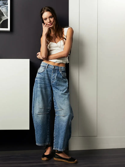 Sarah | Damen Jeans mit weitem Bein im Vintage-Stil