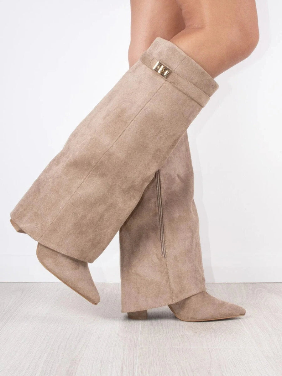 Jessica | Damen Winter Slouchy Zip-Up Kniehohe Stiefel