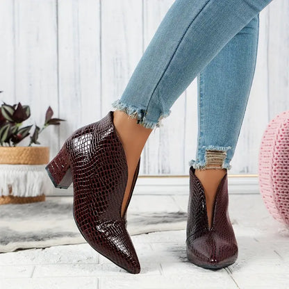 Franziska | Damen Winter Schlangenleder High Heel Stiefel