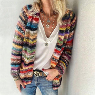 Doris | Damen Bunter Strick-Cardigan für den Winter