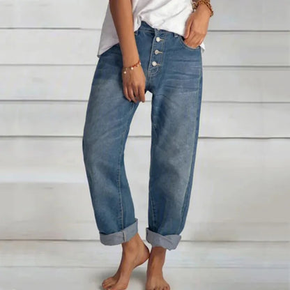 Annika | Damen Jeans mit lockerer Passform und umgeschlagenem Saum