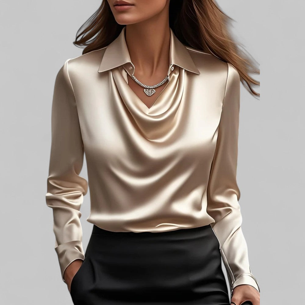 Tamara | Women Long Sleeve Draped Collar Shirt Classic Style