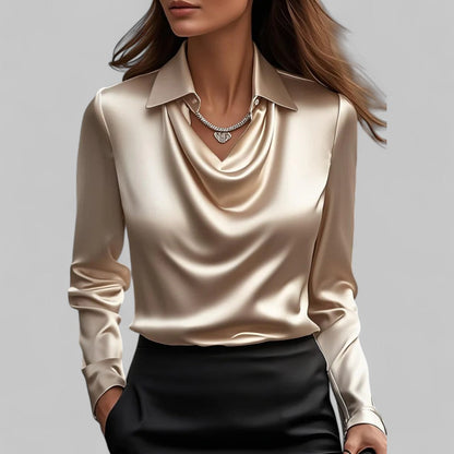 Tamara | Women Long Sleeve Draped Collar Shirt Classic Style