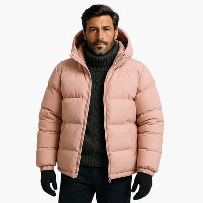 Christian | Herren Kurzer Steppmantel mit Kapuze Winterjacke