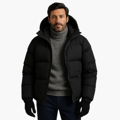 Christian | Herren Kurzer Steppmantel mit Kapuze Winterjacke
