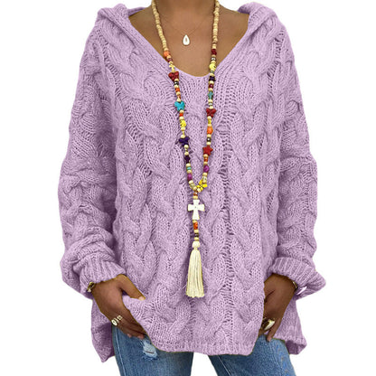 Karin | Damen Winter Zopfmuster Strick Hoodie