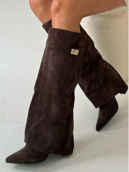 Jessica | Damen Winter Slouchy Zip-Up Kniehohe Stiefel