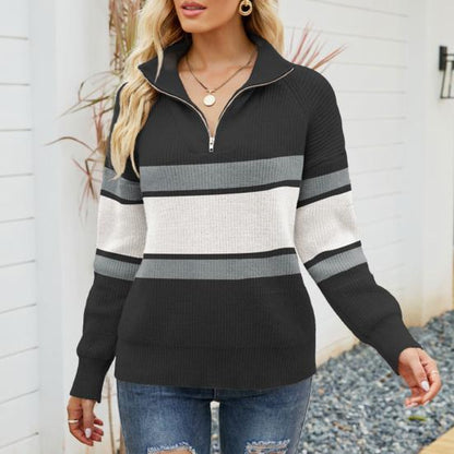Angela | Damen Winter Zip-Up Lässiger Pullover