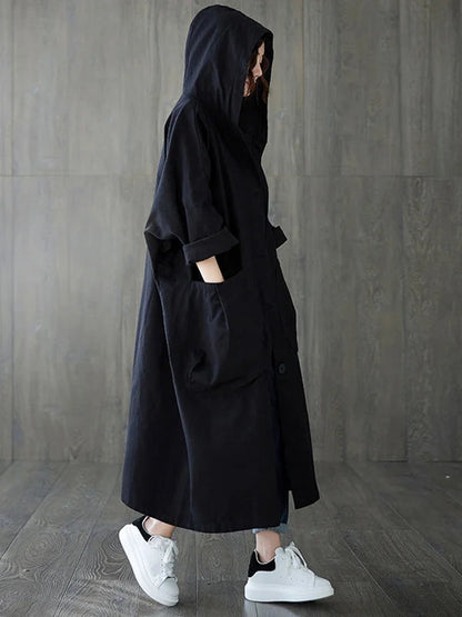 Julia | Oversized Langer Freizeitmantel mit Kapuze für Damen