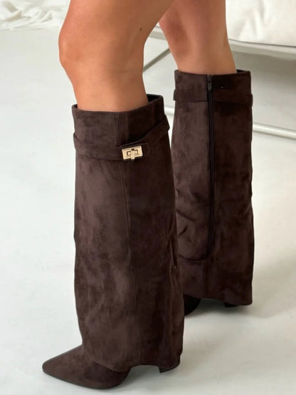 Jessica | Damen Winter Slouchy Zip-Up Kniehohe Stiefel
