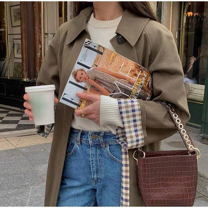 Elke | Damen Langer Karierter Gefütterter Trenchcoat für den Winter