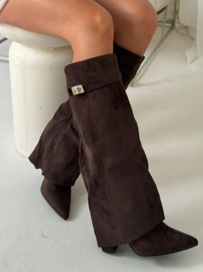 Jessica | Damen Winter Slouchy Zip-Up Kniehohe Stiefel