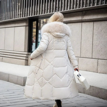 Jessica | Damen Winter Steppmantel mit Kapuzenbesatz