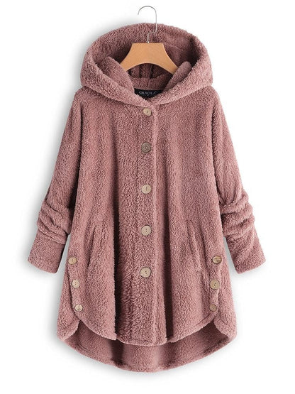 Leonie | Damen Winter Hoodie Strickjacke mit Knöpfen