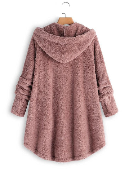 Leonie | Damen Winter Hoodie Strickjacke mit Knöpfen