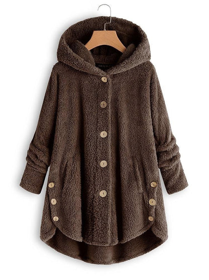Leonie | Damen Winter Hoodie Strickjacke mit Knöpfen