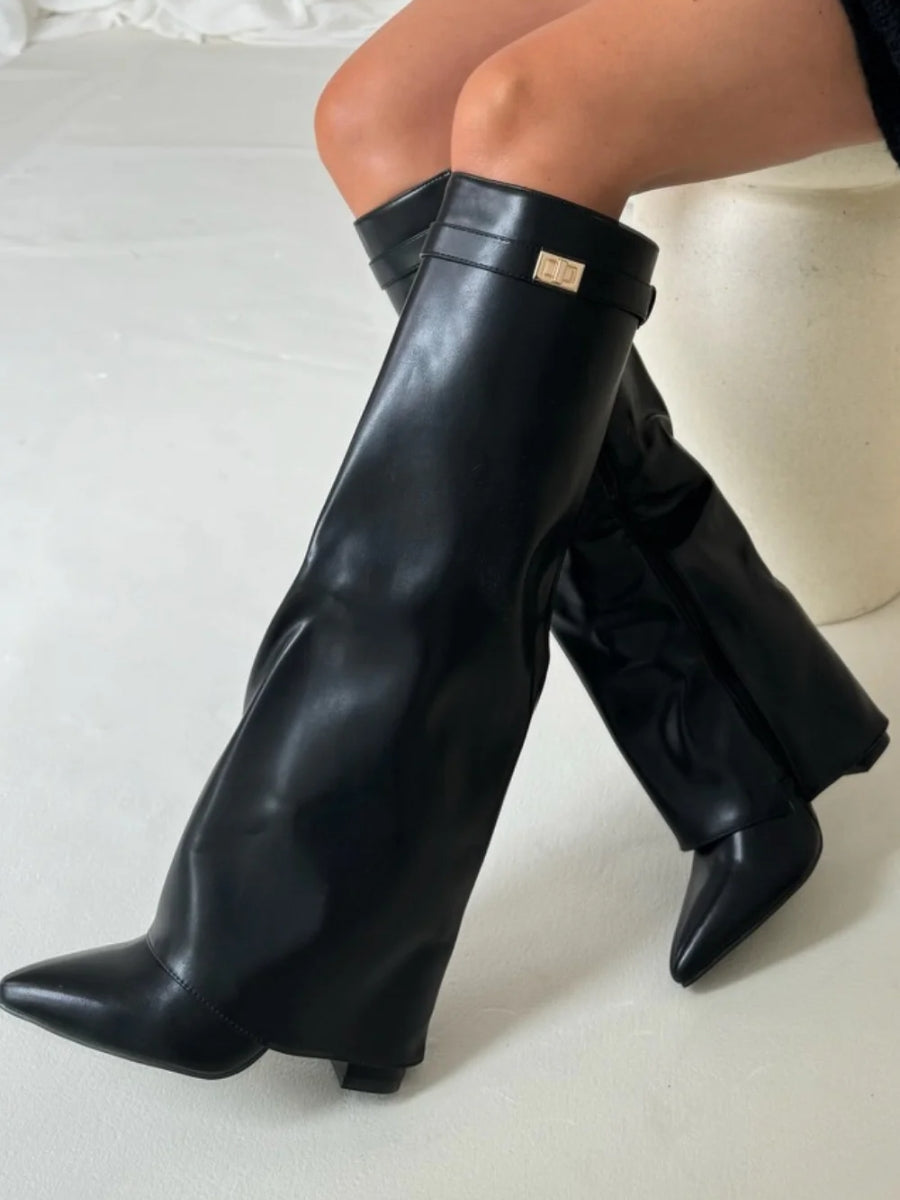 Jessica | Damen Winter Slouchy Zip-Up Kniehohe Stiefel