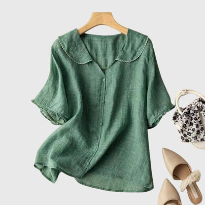 Felicia | Damen Kurzarm-Bluse zum Knöpfen