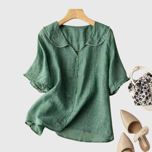 Felicia | Damen Kurzarm-Bluse zum Knöpfen