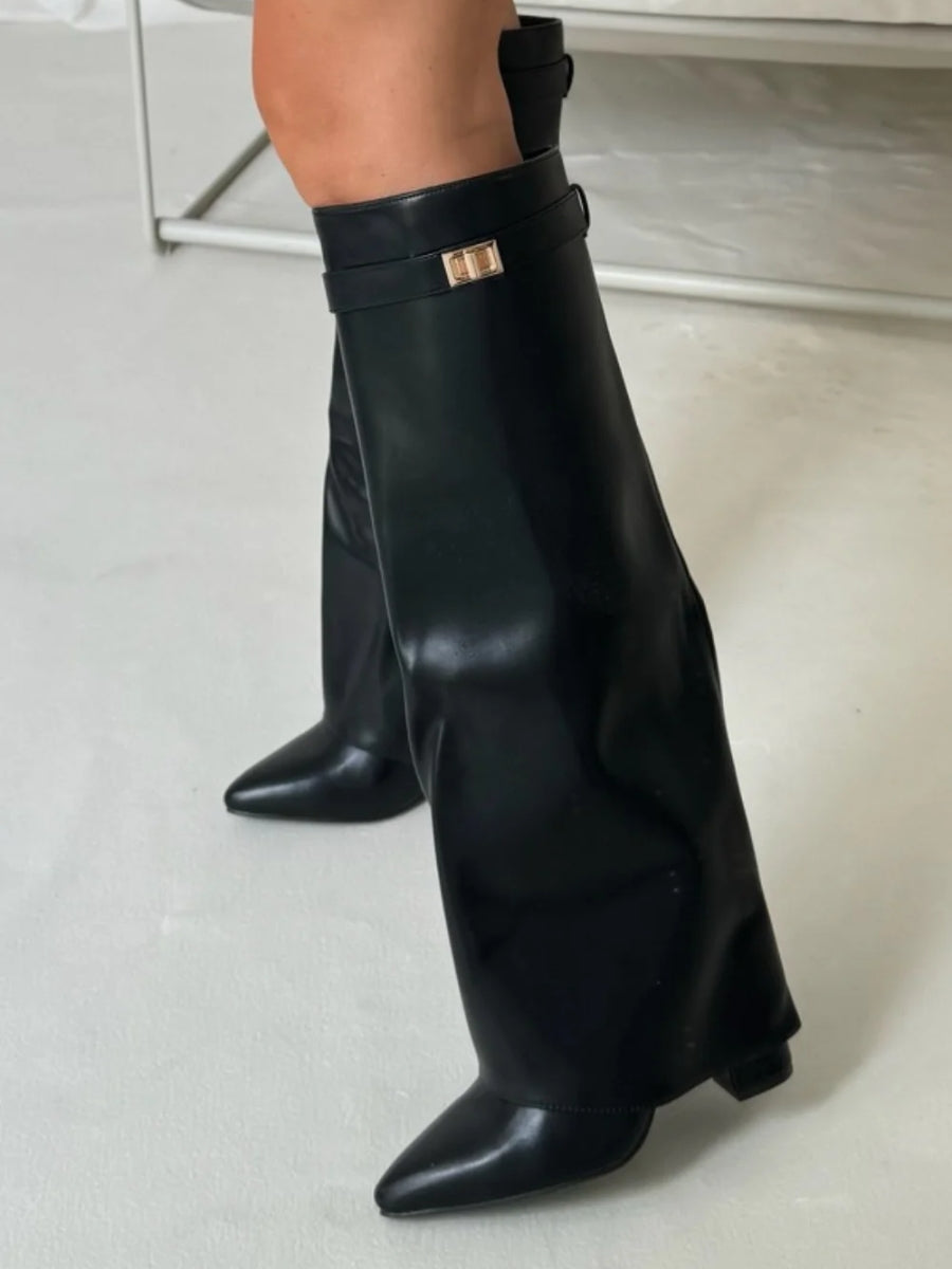 Jessica | Damen Winter Slouchy Zip-Up Kniehohe Stiefel