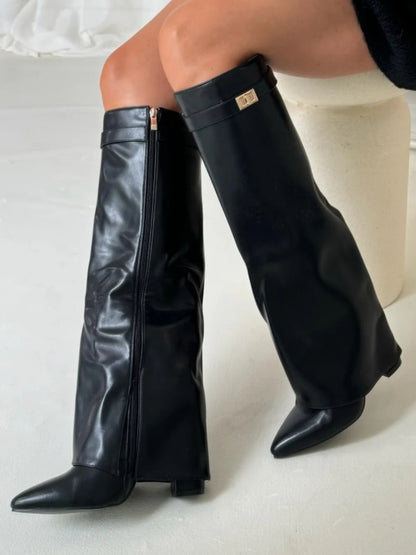 Jessica | Damen Winter Slouchy Zip-Up Kniehohe Stiefel