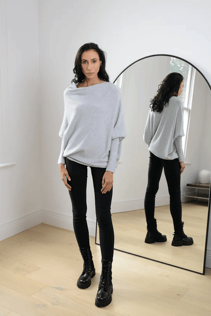 Laura | Winter Damen Off-Shoulder Lockerer Pullover