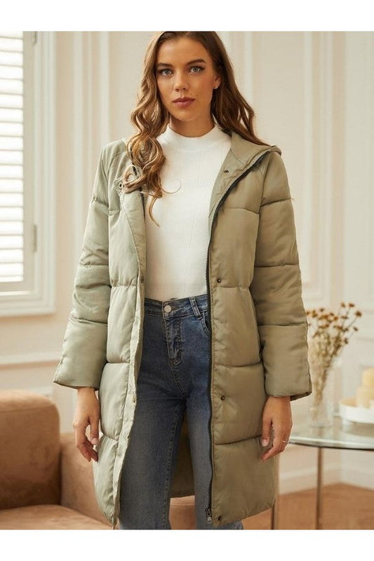 Lena | Damen Winter Steppmantel mit Kapuze