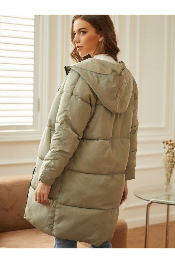 Lena | Damen Winter Steppmantel mit Kapuze