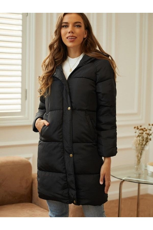 Lena | Damen Winter Steppmantel mit Kapuze