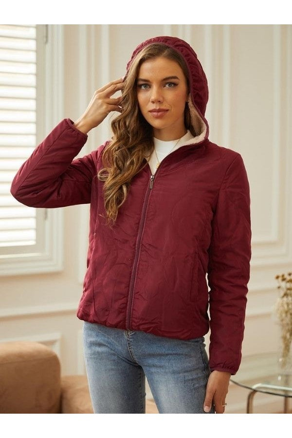 Laura | Damen Winter Stepp-Hoodie Jacke mit Reißverschluss