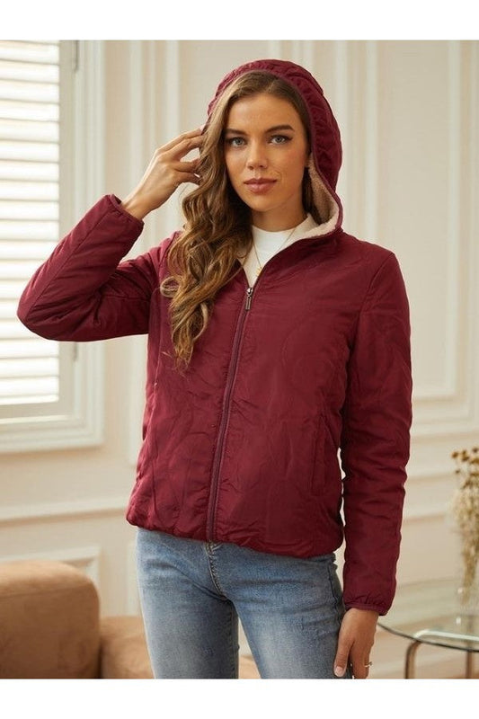 Laura | Damen Winter Stepp-Hoodie Jacke mit Reißverschluss