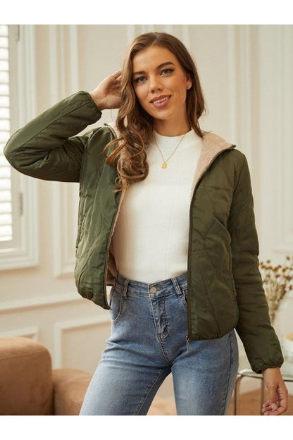 Laura | Damen Winter Stepp-Hoodie Jacke mit Reißverschluss
