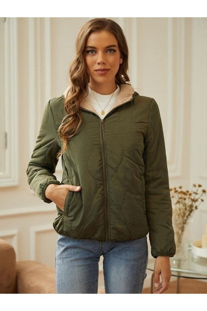 Laura | Damen Winter Stepp-Hoodie Jacke mit Reißverschluss