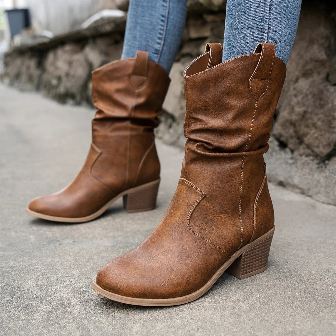 Maja | Damen Winter Slouchy Stiefel mit Absatz