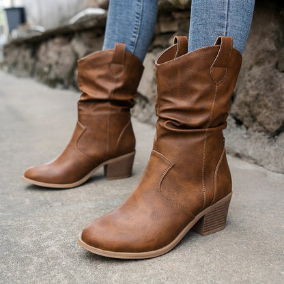 Maja | Damen Winter Slouchy Stiefel mit Absatz