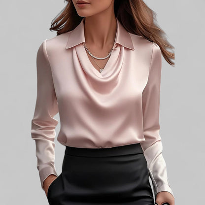 Tamara | Women Long Sleeve Draped Collar Shirt Classic Style