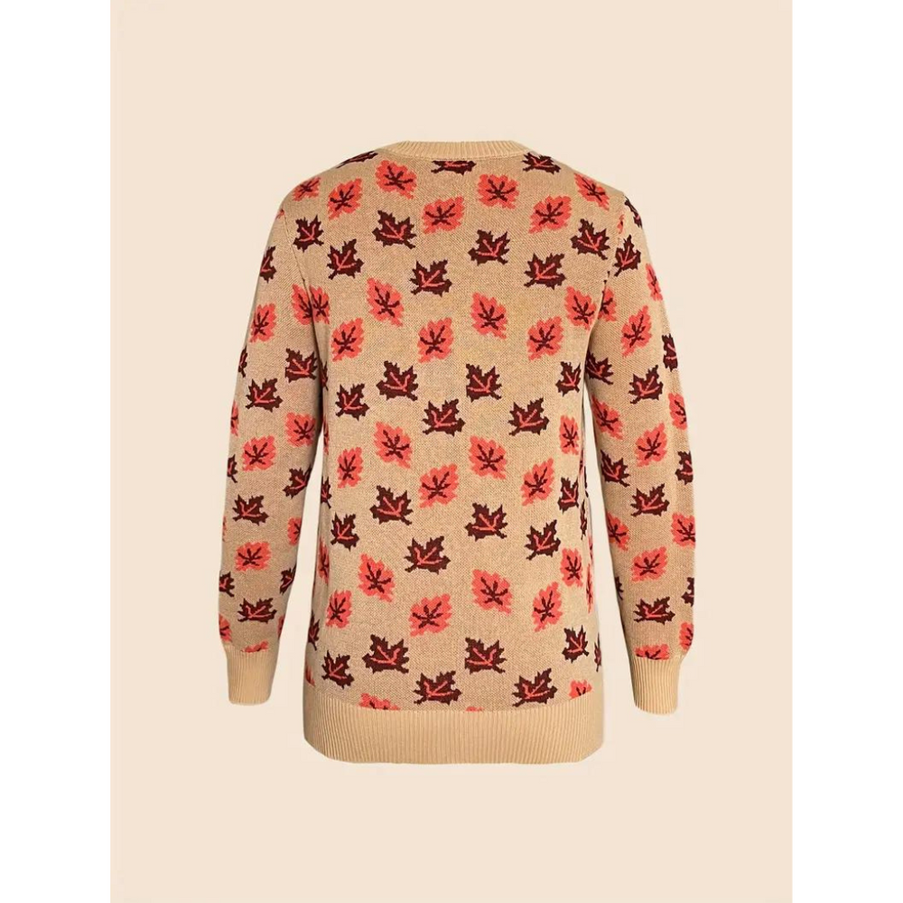 Susanne | Damen Winter Pullover mit Blätter-Muster